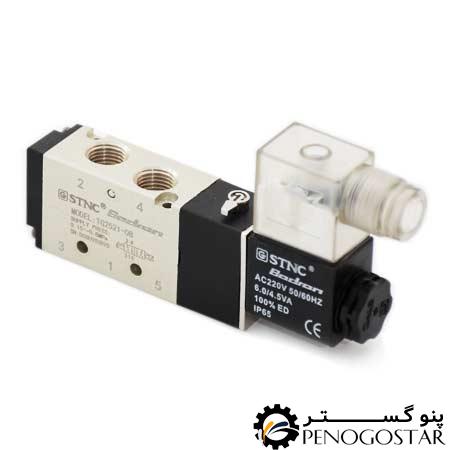 شیر برقی پنوماتیک 5/2 سایز 1/4 تک بوبین TG2521-08 اس تی ان سی (STNC)